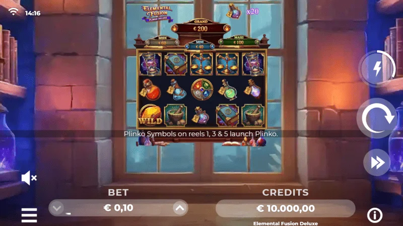 Elemental Fusion Plinko Deluxe - main game screen